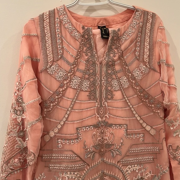 Anaya Kiran Chaudhry Pakistani Chiffon Pink suit - Picture 6 of 8